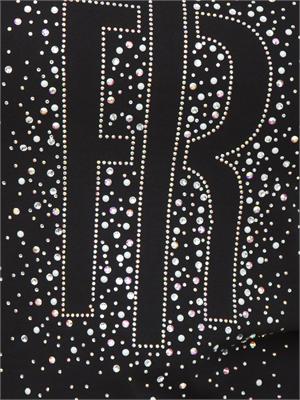 T-shirt Fracomina in cotone nero con strass in DONNA