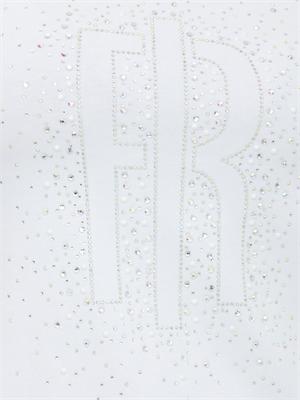 T-shirt Fracomina in cotone bianco con strass in DONNA