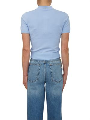 Polo slim Fracomina in viscosa azzurra con strass in DONNA