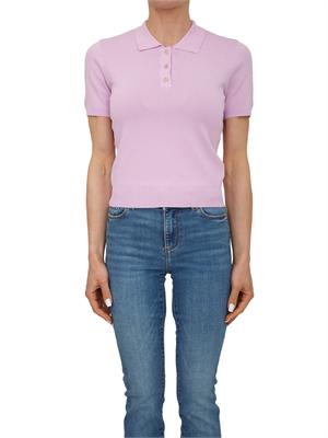 Polo slim Fracomina in viscosa rosa con strass in DONNA