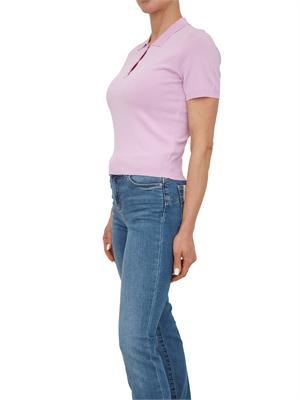 Polo slim Fracomina in viscosa rosa con strass in DONNA