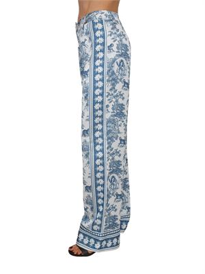 Pantalone Fracomina in tessuto stampa esotica blu in DONNA