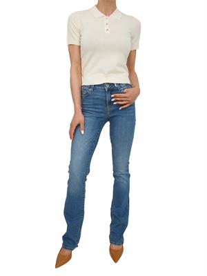 Polo slim Fracomina in viscosa crema con strass in DONNA