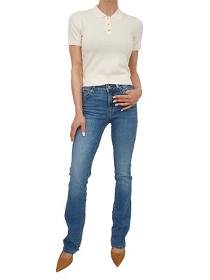 Polo slim Fracomina in viscosa crema con strass in DONNA
