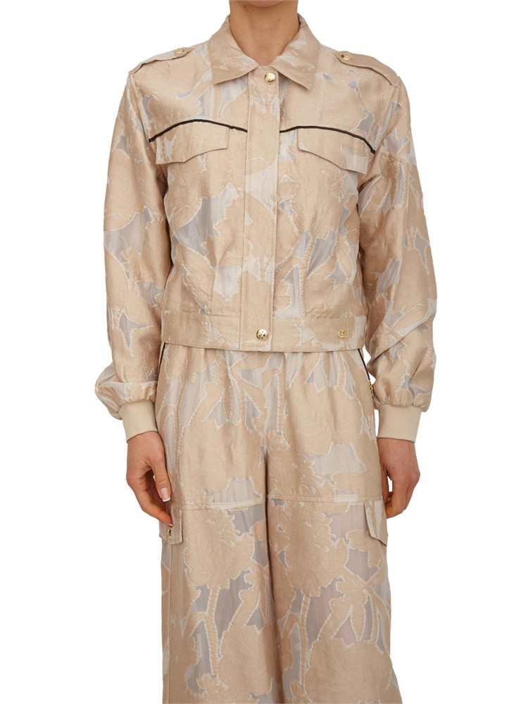 Giubbino Liu Jo donna in organza con lavorazione jacquard beige