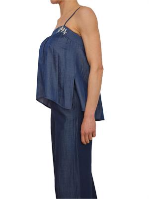 Top Liu Jo in denim chambray con ricamo gioiello in DONNA
