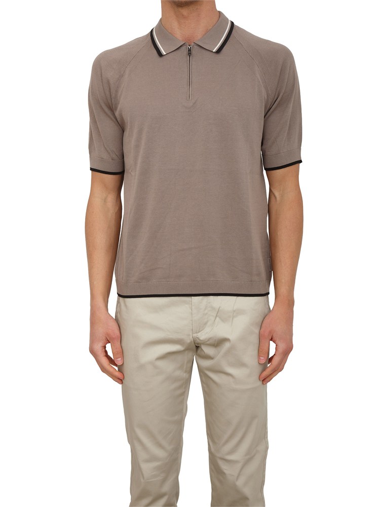Polo in maglia Armani Exchange taupe profili a contrasto