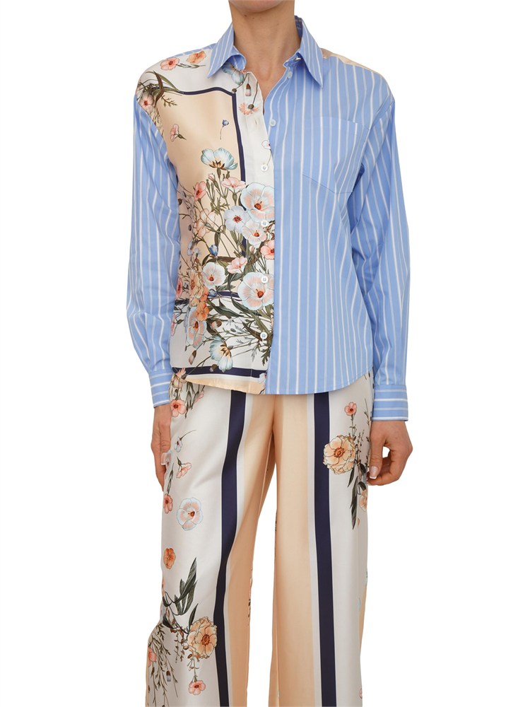 Camicia Liu Jo donna in cotone con inserti twill stampato