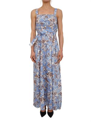Abito lungo Liu Jo in puro cotone azzurro stampa fiori in DONNA