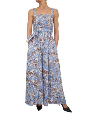 Abito lungo Liu Jo in puro cotone azzurro stampa fiori in DONNA