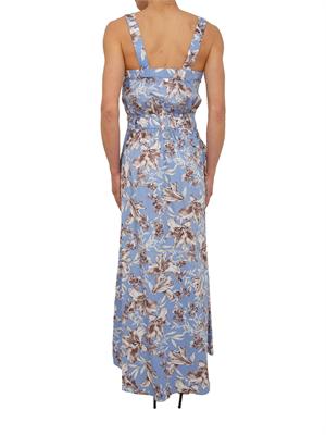 Abito lungo Liu Jo in puro cotone azzurro stampa fiori in DONNA