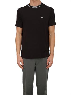 T-shirt Armani Exchange in viscosa nera profili collo in UOMO