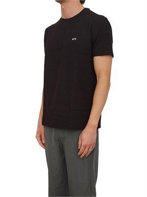 T-shirt Armani Exchange uomo in cotone nero logo ricamo in UOMO