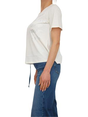 T-shirt Liu Jo donna in cotone bianco con logo e strass in DONNA
