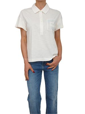 Polo Liu Jo donna in cotone bianco con tasca strass in DONNA