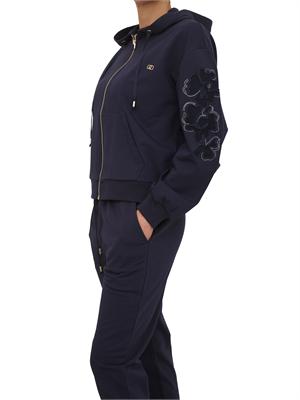 Felpa Liu Jo donna in cotone blu ricami floreali in DONNA