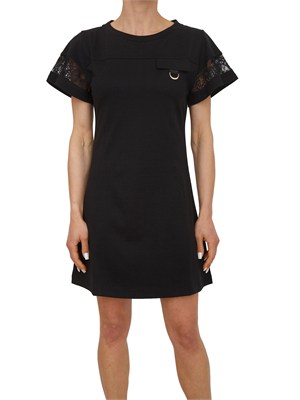 Abito Liu Jo in jersey nero maniche pizzo in DONNA