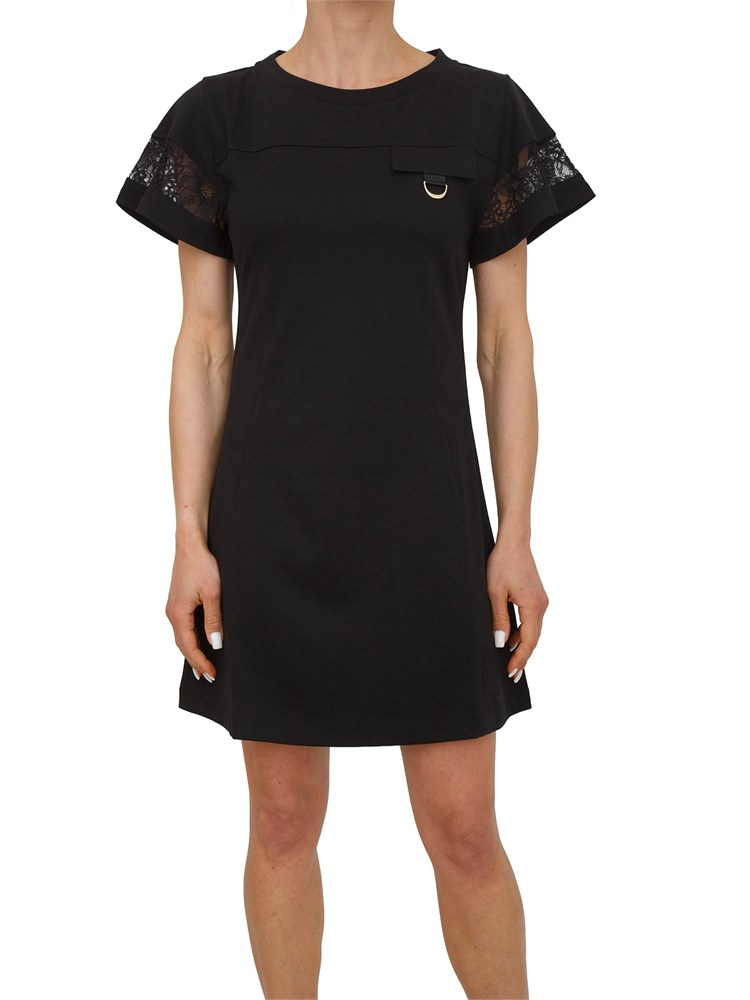 Abito Liu Jo in jersey nero maniche pizzo