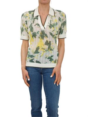 Polo Liu Jo donna in maglia punzonata verde stampa fiori in DONNA