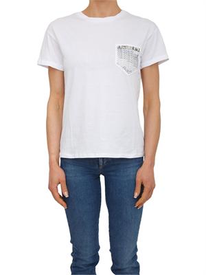 T-shirt Liu Jo donna in cotone bianco tasca gioiello in DONNA
