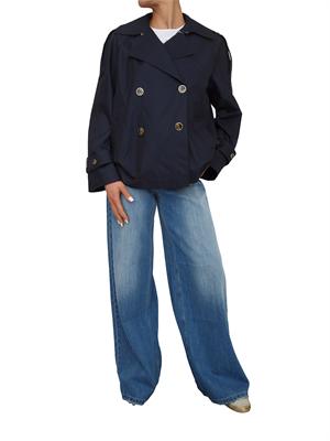 TWIN-SET Caban doppiopetto Twinset in gabardina di cotone blu in DONNA