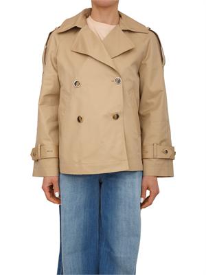 TWIN-SET Caban doppiopetto Twinset in gabardina di cotone beige in DONNA