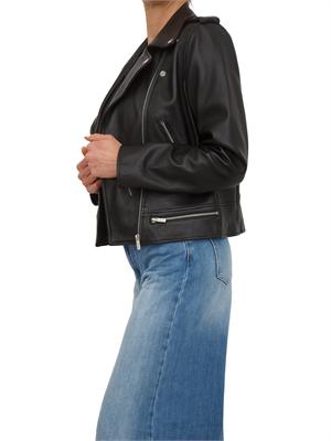 TWIN-SET Giubbino in pelle nero Twinset modello chiodo in DONNA