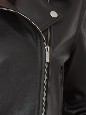 TWIN-SET Giubbino in pelle nero Twinset modello chiodo in DONNA