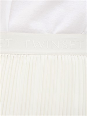 TWIN-SET Gonna lunga Twinset in crêpe de Chine plissÉ bianca in DONNA