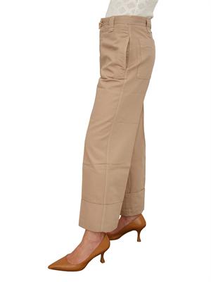 TWIN-SET Pantaloni Twinset in cotone beige con cintura in DONNA