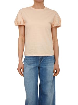 TWIN-SET T-shirt Twinset in puro cotone rosa maniche palloncino in DONNA