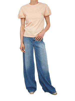 TWIN-SET T-shirt Twinset in puro cotone rosa maniche palloncino in DONNA