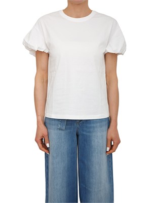 TWIN-SET T-shirt Twinset in puro cotone bianco maniche palloncino in DONNA