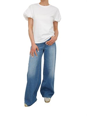 TWIN-SET T-shirt Twinset in puro cotone bianco maniche palloncino in DONNA