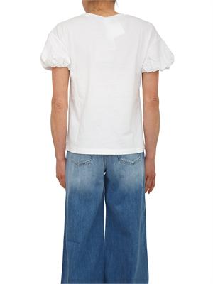 TWIN-SET T-shirt Twinset in puro cotone bianco maniche palloncino in DONNA