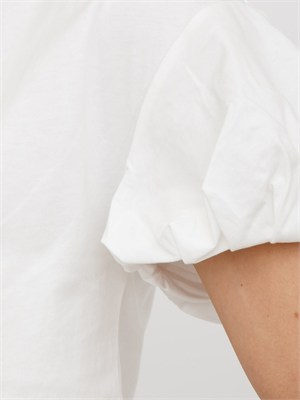 TWIN-SET T-shirt Twinset in puro cotone bianco maniche palloncino in DONNA