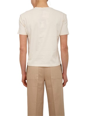 TWIN-SET T-shirt Twinset in cotone avorio ricamo fiore in DONNA