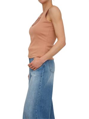 TWIN-SET Canotta Twinset in cotone a costine rosa antico e intarsio mandala in DONNA
