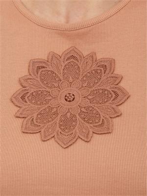 TWIN-SET Canotta Twinset in cotone a costine rosa antico e intarsio mandala in DONNA