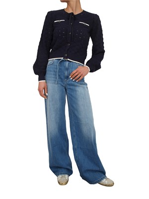 TWIN-SET Jeans Twinset in denim di cotone blu medio con cintura in DONNA