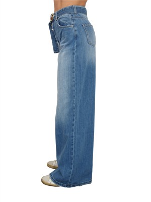 TWIN-SET Jeans Twinset in denim di cotone blu medio con cintura in DONNA