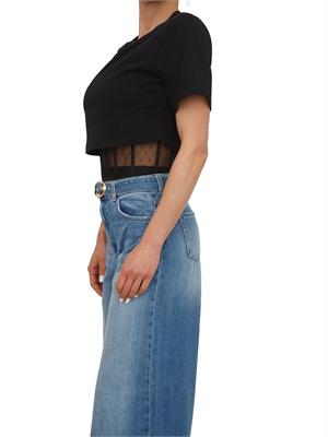 TWIN-SET T-shirt Twinset in cotone nero con bustier in DONNA
