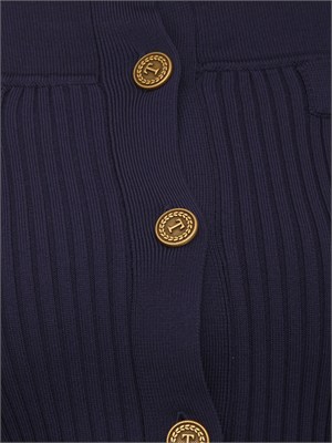 TWIN-SET Cardigan Twinset in misto viscosa blu bottoni logati in DONNA