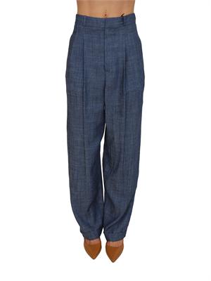 Pantaloni Peuterey donna in misto lyocell e lino blu in DONNA