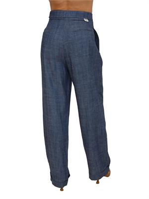 Pantaloni Peuterey donna in misto lyocell e lino blu in DONNA