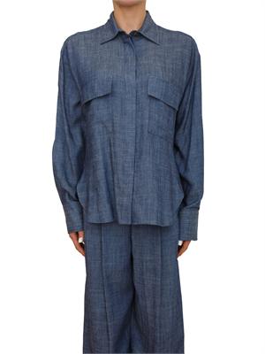 Camicia Peuterey in denim di lyocell e lino blu in DONNA