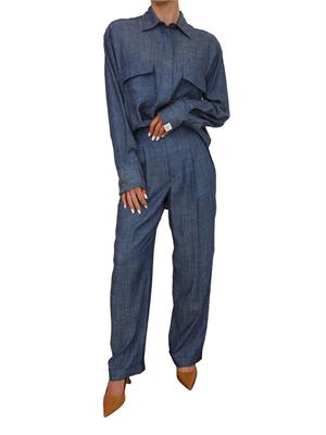 Camicia Peuterey in denim di lyocell e lino blu in DONNA