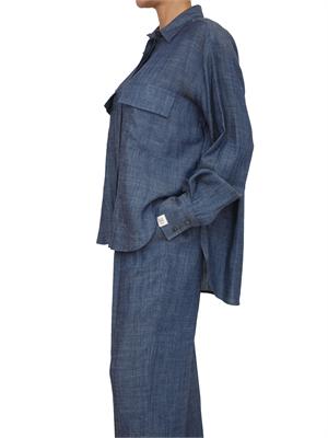 Camicia Peuterey in denim di lyocell e lino blu in DONNA