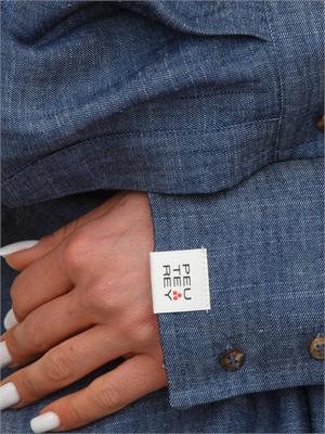 Camicia Peuterey in denim di lyocell e lino blu in DONNA