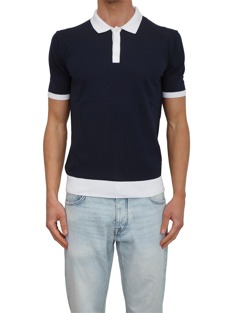 Polo maglia Peuterey uomo in cotone blu con profili